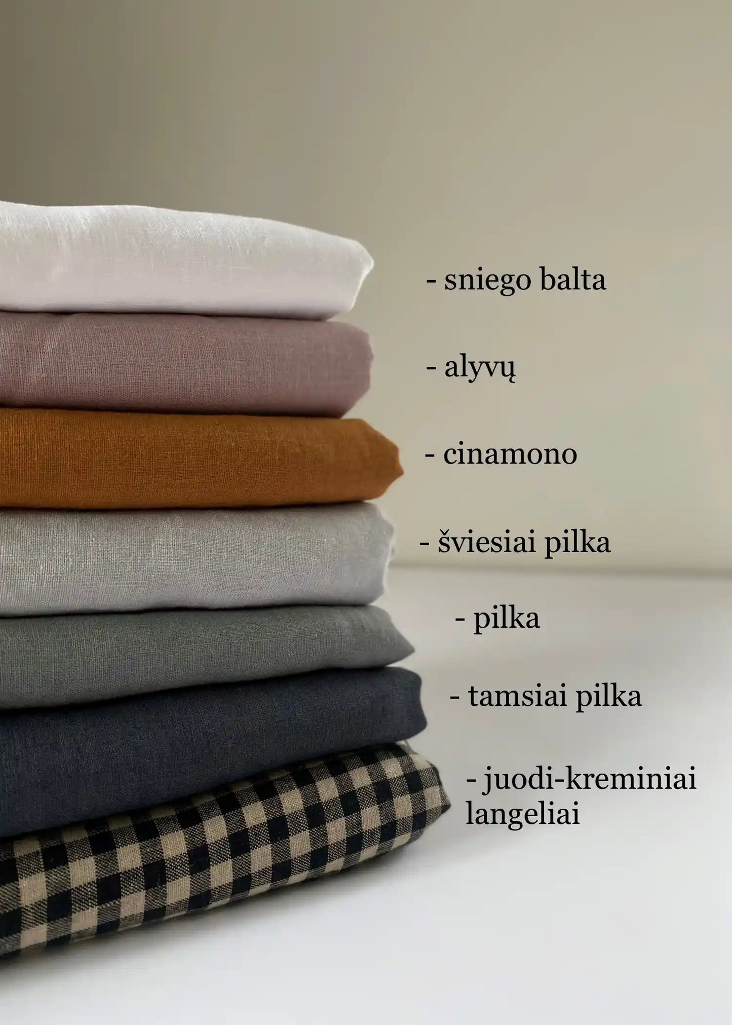 Lino audinio spalvu pasirinkimas, sukneles pasiuvimui