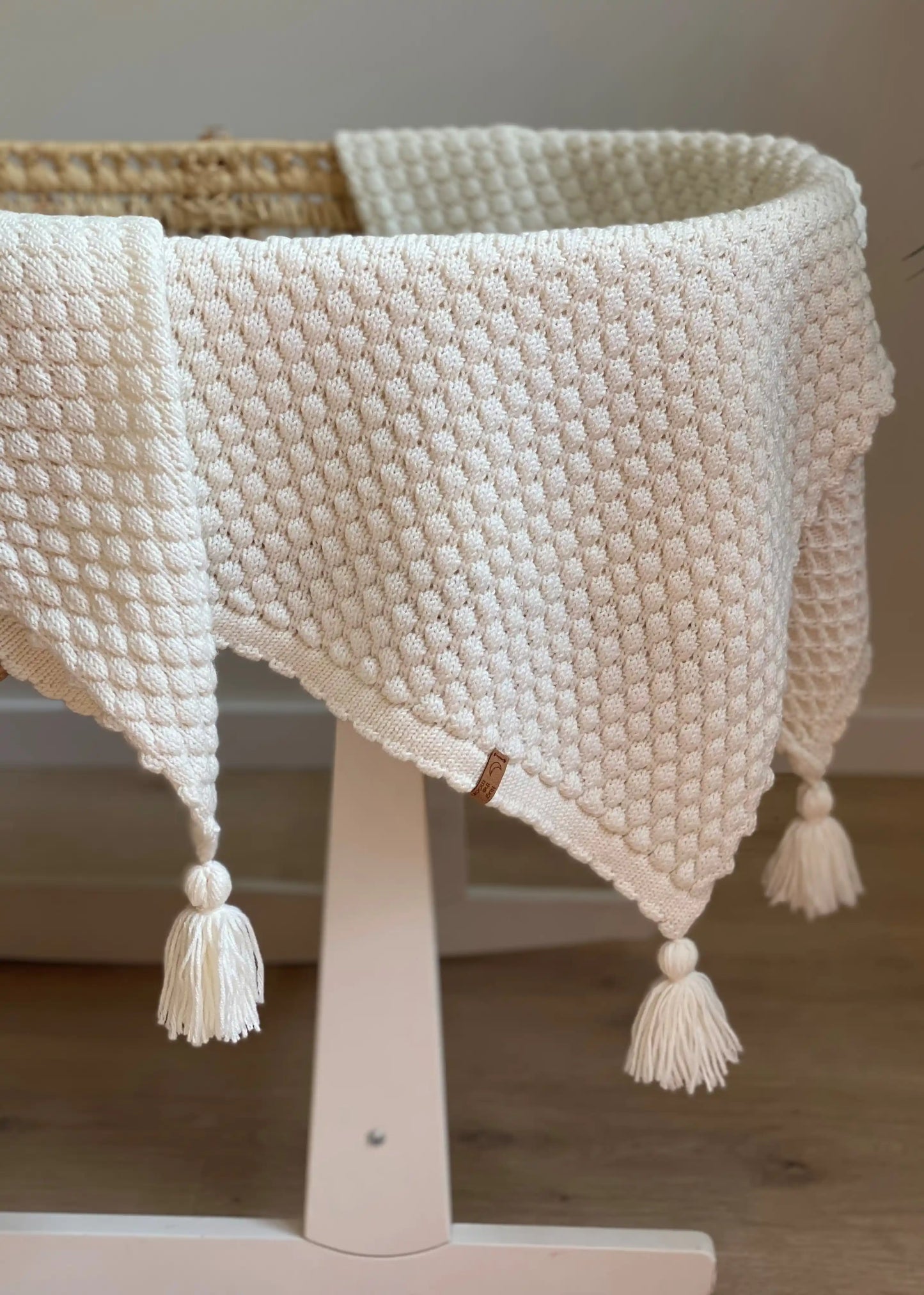 Pieno baltos spalvos merino vilnos pledas kūdikiui