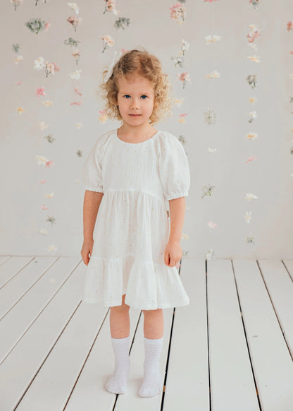 Vaikiska krikstynu suknele, trumpomis rankovemis