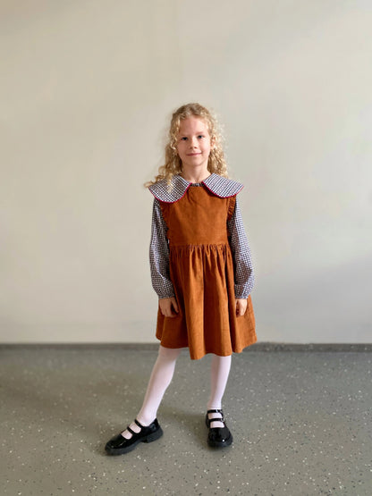 Vaikiskas velveto sarafanas, cinamoninis