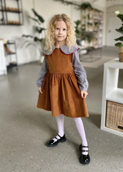 Rudas velveto sarafanas mergaitei